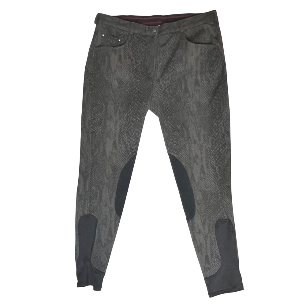 Gutos Equestrian Riding Pants Breeches Gray Snake Print Women's Size 34R  Black